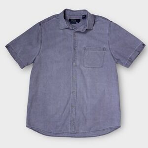 Nat Nast Button Up Shirt Mens M Purple Silk Cotton Short Sleeve American Fit